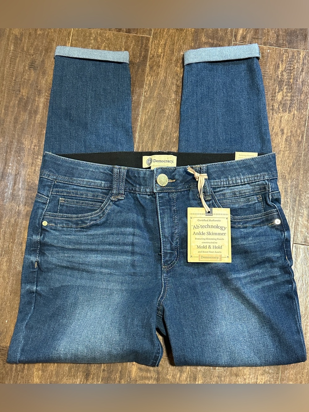 NWT Democracy Ab Ankle Skimmer Cropped Cuff Denim Blue Jeans 12